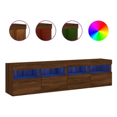 vidaXL TV Wall Cabinets with LED Lights Wall Mounted TV Units pcs Brown Oak