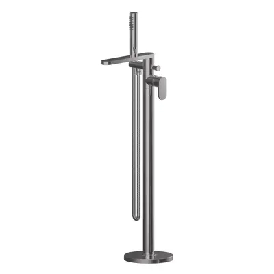 Current Round Floor Standing Bath Shower Mixer Tap with Kit - Brushed Pewter - Balterley