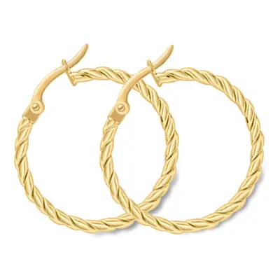 Jewelco London 9ct Yellow Gold Cable Twist Hoop Earrings - ERNR02799