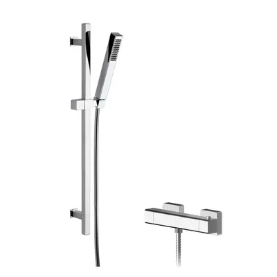 Empire Square Bar Valve & Slide Rail Shower Kit - Chrome - Balterley