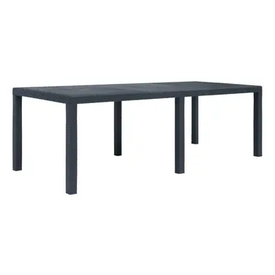 vidaXL Garden Table Anthracite 220x90x72cm Plastic Rattan Look Patio Furniture