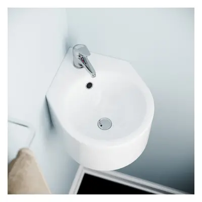 310 X 435mm Wall Hung Cloakroom Ceramic Compact Corner Basin Sink