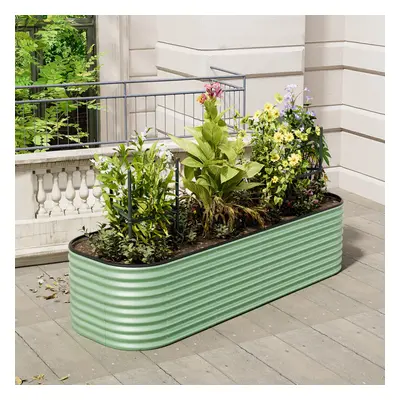 240cm W x 80cm D x 56cm H Oval-Shaped Galvanized Steel Raised Garden Bed