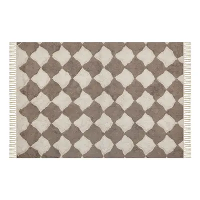 Cotton Area Rug x cm Brown and Beige SINOP