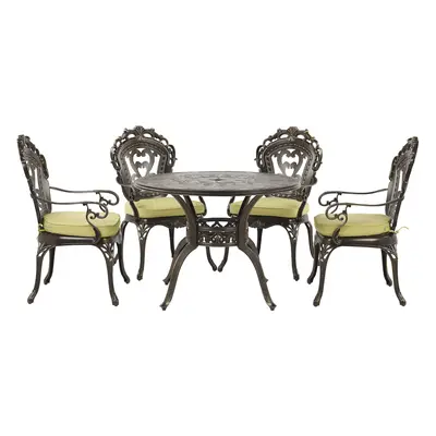 4 Seater Metal Garden Dining Set Brown SAPRI