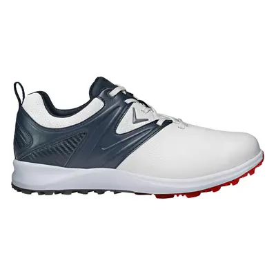 (UK 8, White/Navy) Callaway Golf Mens M599 ADAPT Spikeless Leather Upper Golf Shoes