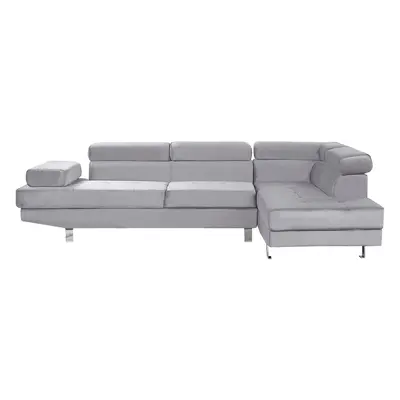 Corner Sofa NORREA Velvet Grey Left Hand