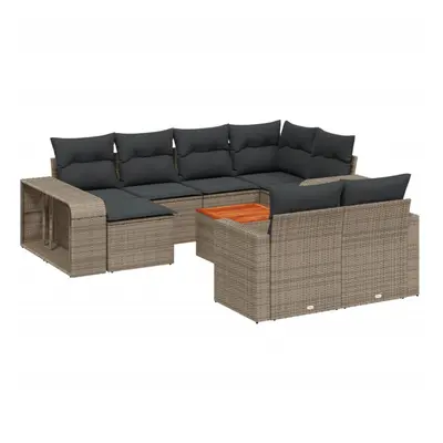 vidaXL Garden Sofa Set Piece with Cushions Outdoor Sofa Grey Poly Rattan