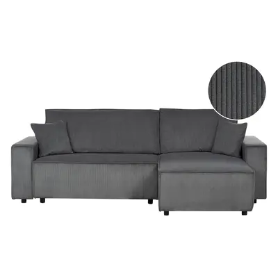 Sofa Bed ABACKA Graphite Grey Corduroy Left Hand