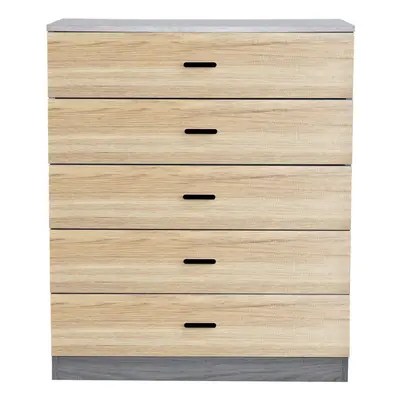 (Ash Grey Carcass+ Oak Drawers, 5) Or Drawer Wooden Bedroom Chest Cabinet Modern Wide Storage Cu