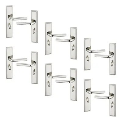 (6x Polished Nickel Bathroom) 6/4Pcs Westminster Metal Door Lever Handles Set, Fire, Stain Scrat