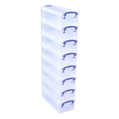 Really Useful Storage Box 0.9 Litre Clear (Pack of 8)