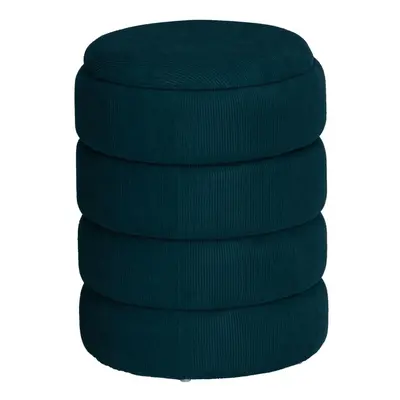 (Round Teal Blue) Soft Velvet Ottoman Storage Pouffe Footstool Dressing Vanity Chair