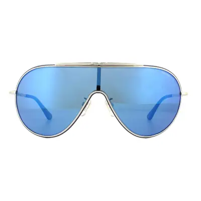 Police Sunglasses Origins SPL964 F94B Black And Silver Smoke Mirror Blue