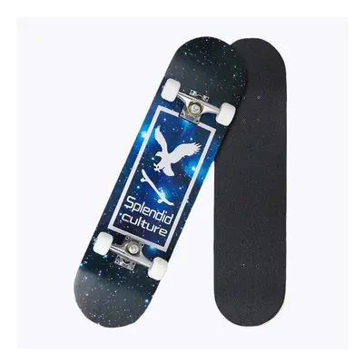 (Black Blue) 31.5'' Ply Maple LED Flashing Skateboard Chrome Steel Longboard Bearing for Adults 