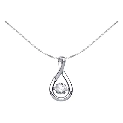 Jewelco London Ladies Sterling Silver Cubic Zirconia Solitaire Pendant Necklace inch - GVP372