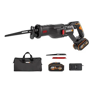 WORX 18V(20V MAX) Cordless Reciprocating Saw WX516, PowerShare, Brushlessï¼Quick Blade Change, 