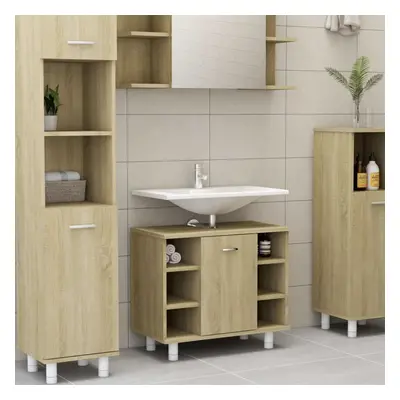 vidaXL Bathroom Cabinet Sonoma Oak Chipboard Washroom Cupboard Storage Unit