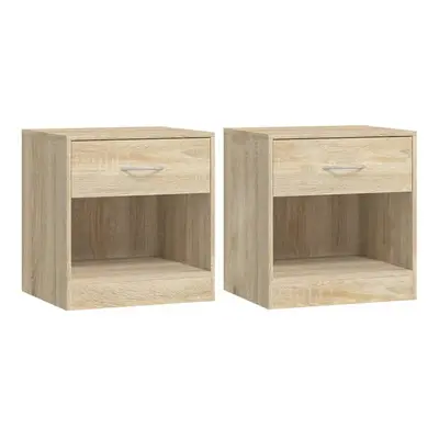 vidaXL 2x Bedside Cabinets with Drawer Oak Nightstand Chest Bedroom Table