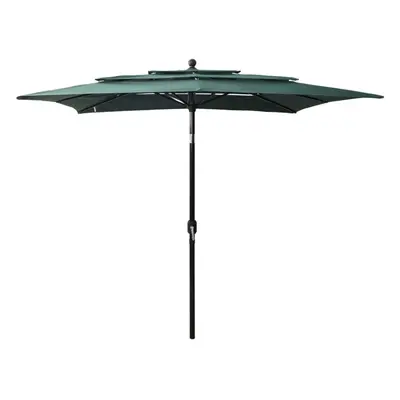 vidaXL 3-Tier Garden Parasol with Aluminium Pole Canopy Outdoor Umbrella Green