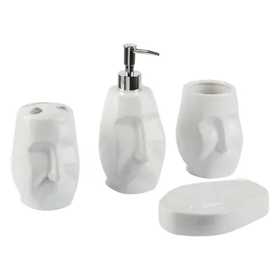 Ceramic 4-Piece Bathroom Accessories Set White BARINAS