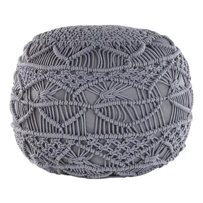 Cotton Pouffe Grey KAYSERI