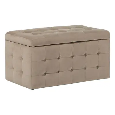 Velvet Storage Ottoman Light Brown MICHIGAN