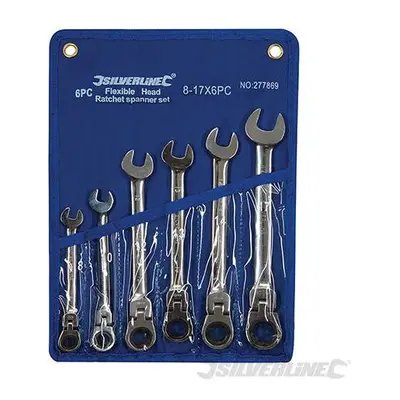 Silverline Flexible Head Ratchet Spanner Set 6pce - 17mm - 8 - set ratchet spanner flexible head