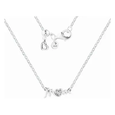 925 Sterling Silver Mum Pave Collier Pendant Necklaces for Women Jewelry Mothers Gift