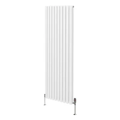 (1800mm x 600mm, White) Oval Column Designer Radiator & TRV Valves