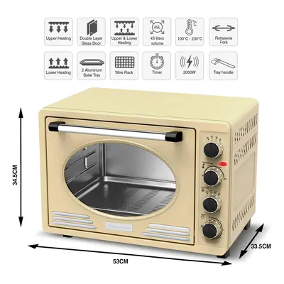 (TurboWave Retro Mini Oven Cream) TurboWave Retro Mini Oven Retro 45L