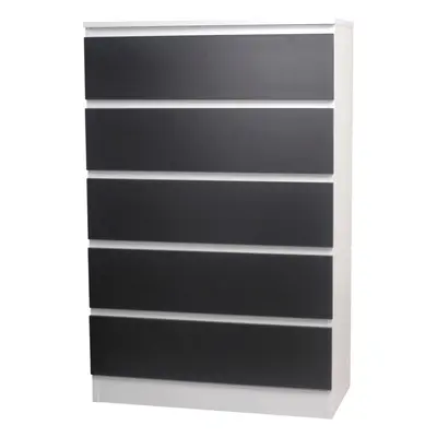 (White/Black) Drawer Wooden Bedroom Chest Cabinet No Handles