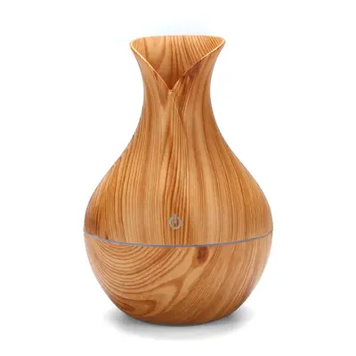 (A) USB Electric Wood Grain Ultrasonic Cool Mist Humidifier Aroma Essential Oil Diffuser LED lig