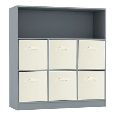 (Grey, White) Wooden Cubed Bookcase Units Shelves Drawers