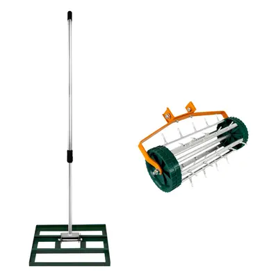 (50cm, Green) Lawn Leveller & Aerator Grass Roller Levelling Rake