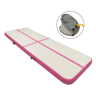 vidaXL Inflatable Gymnastics Mat with Pump 400x100x15 cm PVC Pink Exercise