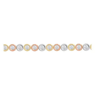 Jewelco London Ladies Solid 9ct Yellow White and Rose Gold White Round Brilliant Cubic Zirconia 