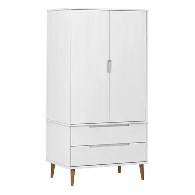 (white) vidaXL Solid Wood Pine Wardrobe MOLDE Closet Armoire Highboard Multi Colours