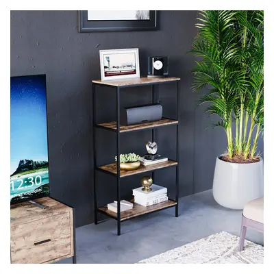 (Dark Wood) Brooklyn Industrial Bookcase Wooden Shelves Tier