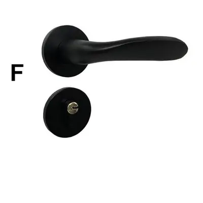 (F) Matte Black Aluminum Door Lock Mechanical Interior Handle Cylinder Lever Latch Home Security