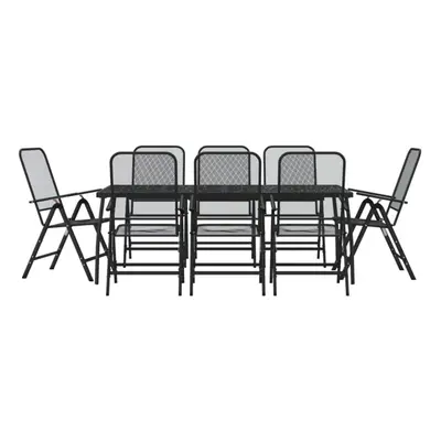 (200 cm table length/ piece) vidaXL Garden Dining Set Outdoor Table and Chair Set Anthracite Met