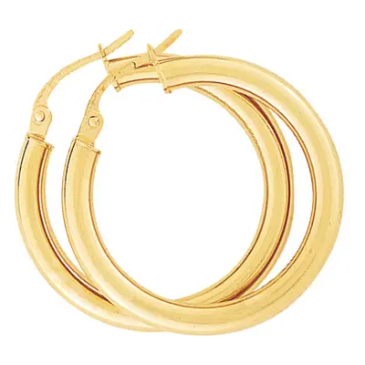 Jewelco London Ladies 9ct Yellow Gold 3mm Gauge Classic Plain Hoop Earrings 25mm - ENR02496