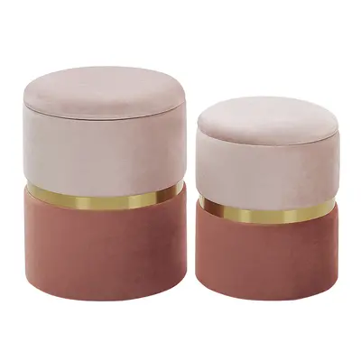 Pouffe WICHITA Set of Pink Velvet