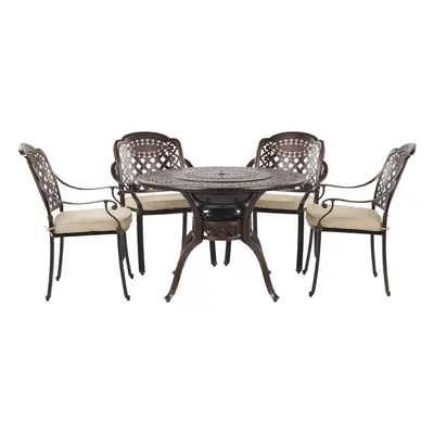 Garden Dining Set with Cushions MANFRIA Metal 105x105x72 cm Dark Brown