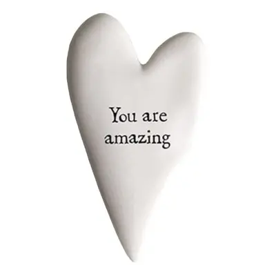 East of India Tiny Porcelain Heart Token With The Words You are Amazing, Gift Token, Porcelain K