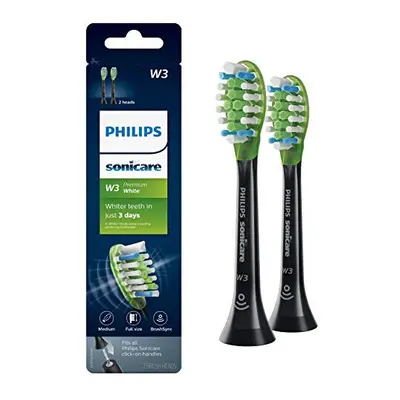 Genuine Philips Sonicare W3 Premium White Toothbrush Head, HX9062/95, 2-pk, Black