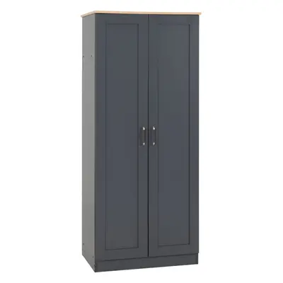 Portland Door Wardrobe in Grey with Oak Effect Finish