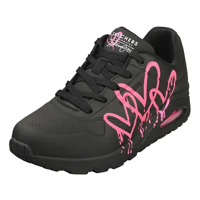 Skechers X Jgoldcrown Uno Womens Fashion Trainers in Black Pink - UK