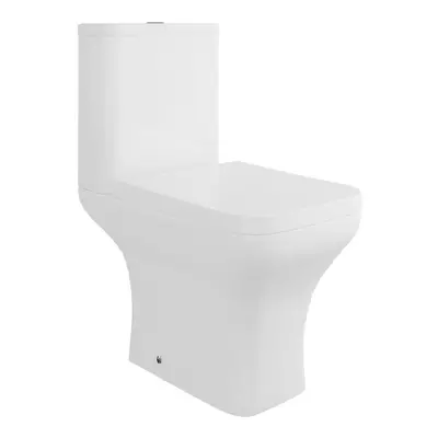 NRG White Curved Close Coupled Toilet with Soft Close Seat Modern Bathroom WC