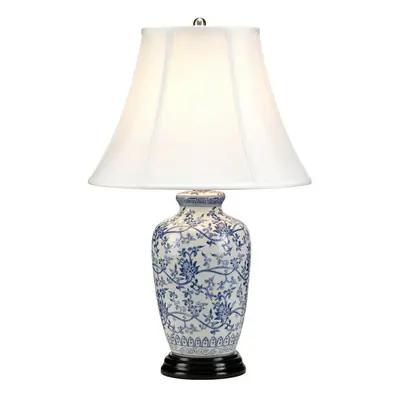 Table Lamp Chinese Porcelain Blue & White Wooden Base Blue LED E27 60W